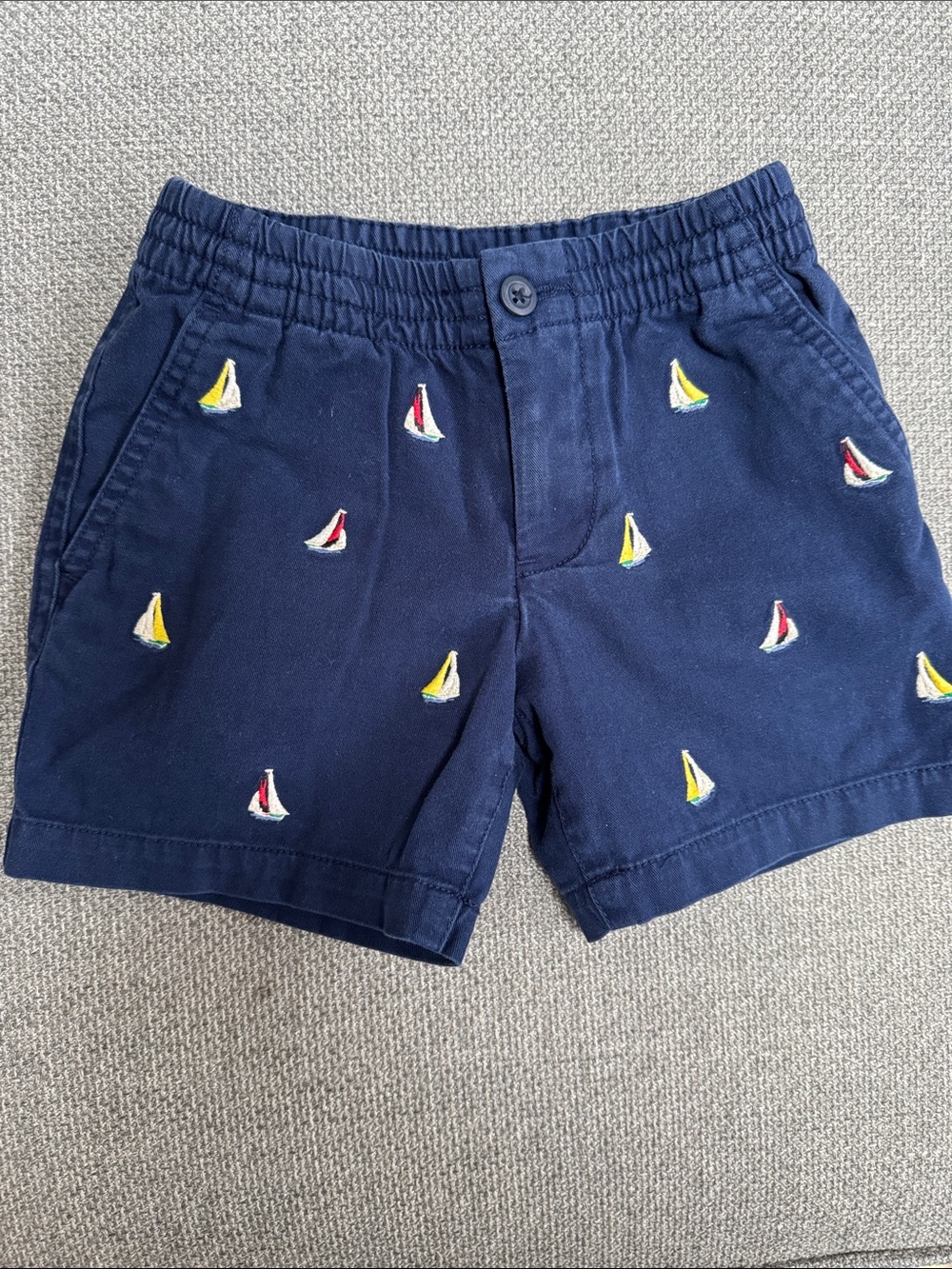 Ralph Lauren Navy Sailboat Embroidered Cotton Shorts